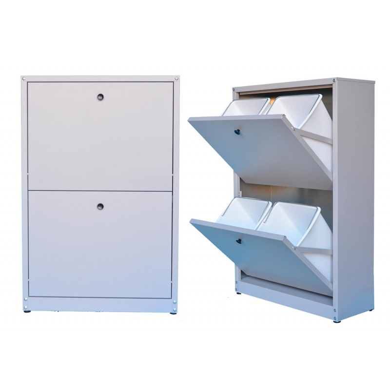 Mobile in metallo H 100 x L 66 x P 25 differenziata a 4 secchi per esterno zincoplastificati