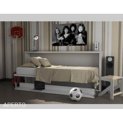 Letto singolo orizzontale B-ESK a scomparsa con scrivania