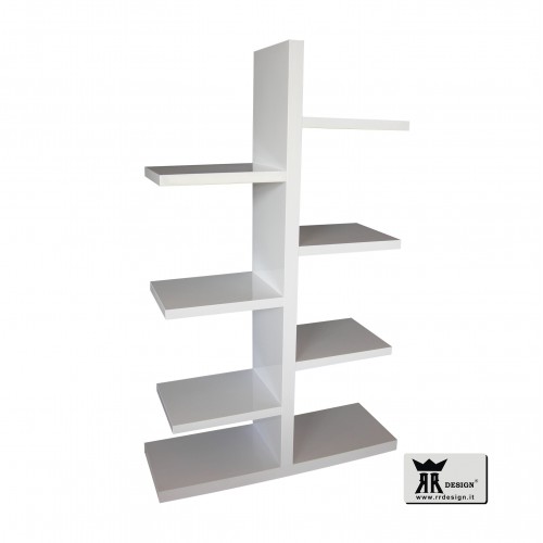Libreria moderna salotto soggiorno laccato lucido bianco modello Piero