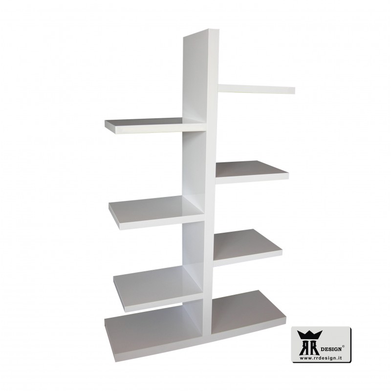 Libreria moderna salotto soggiorno laccato lucido bianco modello Piero