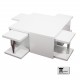Tavolino salotto soggiorno legno laccato lucido bianco con 4 sgabelli modello Yuri