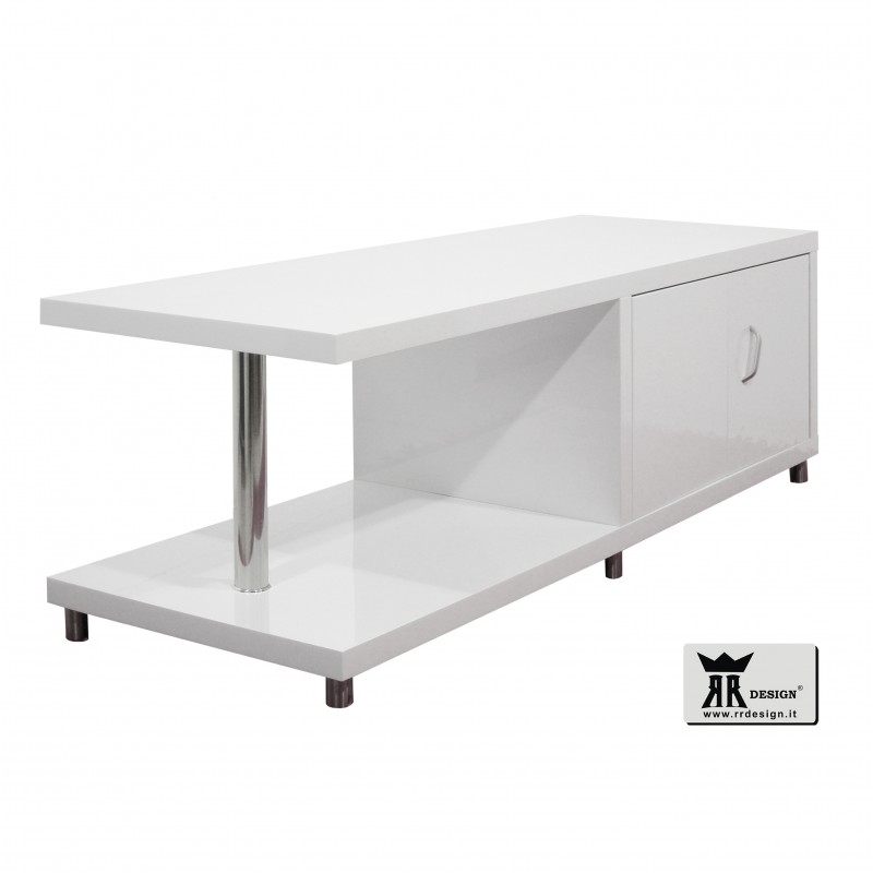 Porta TV madia salotto soggiorno laccato lucido bianco modello Lex